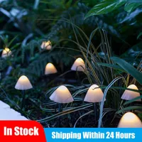 Solar Lamps LED String Lights Cute Mushroom Fairy Light IP66 Waterproof Christmas Garland Outdoor Patio Fence Garden Decoration