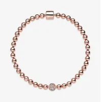 Heiße Verkäufe schöne Frauenperlen Pave 18k Rose Armband Sommer Schmuck für Pandora 925 Sterling Silber Handkette Perlen Armbänder mit Originalkasten