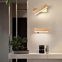 Lâmpada de parede lâmpadas de madeira nórdica japão para quarto de cabeceira de cabeceira de cabeceira de cama de cabeceira iluminária decorações internas decorações rotativas rotatáveis