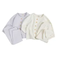 Baby Pajamas Sets Girl Boy Sleepwear Suit Autumn Kids Long Sleeve Tops + Pants 2pcs Children Clothing Waffle Pyjamas