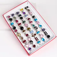 Cheap discount promotion 50pcs/box display tray box Bohemian Silver Gold Vintage gemstone turquoise Costume wedding women jewelry Party Gift Band Wedding rings