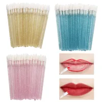 Make-upborstels Crystal Handvat Glitter Wegwerp Tool Lippenstift Applicator Salon Supply 50 Stks Lipborstel Mascara Cleaner Wands