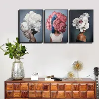 New40x60CMペイント抽象的なモダンな花の女性DIY油絵数のキャンバスの家の装飾写真ギフトEWD6234