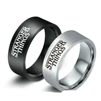 8mm Silver Black Stranger Things Couple Rings Stainless Steel Band Size 6-13