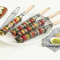 Outils Accessoires Dragbare Barbecue Grillen Mand Roestvrij Staal Anti-Aanbak Barbecue Barbecue Grill Mesh Voor Voes Hamburger Gereedschap