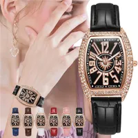 Montres-bracelets Femmes Tonneau Nombres arabes Diamant Diamond Luxe Dames Quartz Horloge Relogio Feminino