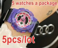 5 unids / lote impermeable nuevo modo moda reloj de moda dual pantalla gmt niña analógica cuarzo digital reloj de pulsera Reloj Relogio Masculino al por mayor pequeño tamaño