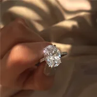 925 Vecalon Silver Ring Set Ovaal Cut 3ct Diamond Engagement Wedding Band Ringen voor Dames Bruids Bijoux