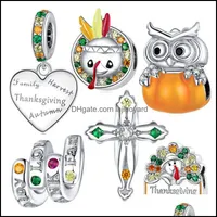 Beads Arts, Crafts & Gifts Home Garden Fit European Pan Bracelet Six Kinds Of Thanksgiving Charm Turkish Style 925 Sterling Sier Original Wo