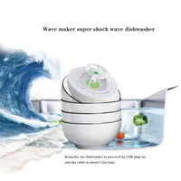 Mini fabricante de olas eléctricas Lavadora de platos de onda de súper choque, fruta portátil para el hogar y limpiador de verduras