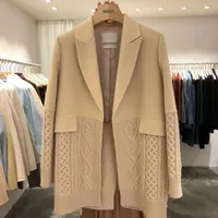 Kvinnors kostymer Blazers Loose Wild Fashionable Casual Tunn No Knapp Stitching Stickning Design Mid-Length Suit Jacket Kvinna Koreansk stil