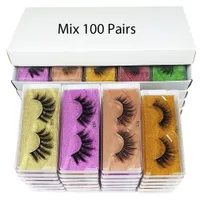 Mink Eyelashes Atacado 30/50/100 Pares 3D Mink Lashes Natural Eyelashes Pacote Fornecedores Maquiagem Falso Eyelashes Bulk Itens