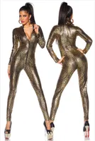 Jumpsuit Sexy Black Wet Look Snake Pvc Latex Catsuit Nightclub Ds Costumes Women Bodysuits Fetish Patent Leather Game Uniforms 3XLT
