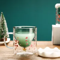Wine Glasses Farwix 220ml Christmas Drinking With Silicone Cover Heat-Resistant Double-Layer Cup Office Kawaii Mug Milk Tea