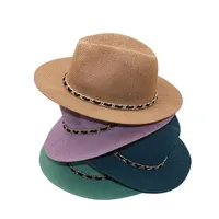 Yaz Kadın Şapkalar Panama Erkekler Jazz Fedora Kap Açık Seyahat Plaj Güneş Hasır Şapka Oymak