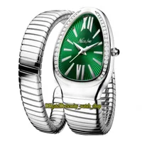 Missfox 2686-1 Fashion Lady Watches Green Dial Quartz Movimento da donna Guarda il braccialetto d'argento con diamanti con diamanti