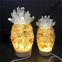 Dekoratif Nesneler Figürinler Doğal Ametist Kristal Ananas Lamba Noktaları Şifa USB Tatil Hediye