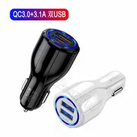 Fast Quick car Charger Dual Ports 6A LED Light Usb Charger For Iphone 7 8 x xr Samsung htc lg android phone gps pc with Retail box