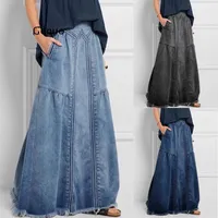 Faldas Denim Jeans Mujeres Falda larga Estiramiento Vintage Flojo Slim Fit Azul Club Streetwear Alegre Sexy Harajuku Plus Tamaño