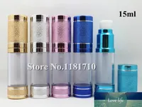 3 colori di fascia alta 15ml 15ml Airless Pump Bottle Lotion Bottle Essence Skin Care Cream Alluminio Airless Packaging Bottles 100pcs / lot