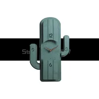Hooks & Rails Modern Wall Clock Light Luxury Wind Decoration Nordic Solid Wood Watch Cactus