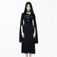 Günlük Elbiseler Steampunk Bayan Gotik Giyim Hoodie Elbise Voodoo Priestess Kostüm Holloween Yaz Kadınlar için