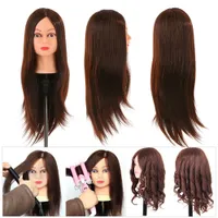 30% Echte menschliche Haare Styling Mannequin Köpfe Frisur Friseur Friseur Dummy Haartraining Kopf Puppe Weibliche Mannequins mit Klemmhalter