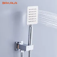 Bakala Square SUS304 Edelstahl Duschkopf mit Wandstecker 1,5m Schlauch Set Wassereinsparung Handheld Sprayer X0705