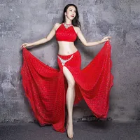 Stage Wear Belly Dance Costume Women Lace High-end Sexy Performance Oriental Rose Rose Red Blue