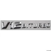 Chrome "V12 Biturbo" 3D ABSプラスチック車のトランクリアレターバッジエンブレムデカールステッカーメルセデスベンツ