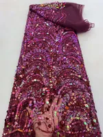 Африканский 2021 высококачественный фиолетовый кружевной ткань с блестками Французский тюль для нигерийской вечеринки