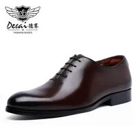 DESAI Oxford Mens Dress Shoes Formal Business Lace-up Full Grain Leather Minimalist for Men 220119