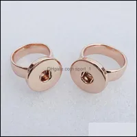Wedding Rings Jewelry12Pcs A Lot Whole 18Mm Snap Buttons Ring Size 17 Fashion Rose Gold Metal Jewelry For Men Women 7 Drop Delivery 2021 Afe