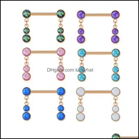 Brwi Jewelry3 Para Przebity Sutek Pierścionki piersiowe pierścienie Nail Barbell MTI-Color Opal Wisiorek Body Piercing Biżuteria Drop Dostawa 2021 q1qhl