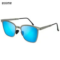 Sunglasses Eoome Men Metal And Folding Driving Polarized Sunglass Square Shape Mirror Lens UV Protection In 24 Hours Fast