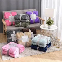 Massive gestreifte Wurfdecke Flanell Fleece Super weiche Decken Winter Warme Flauschige Bettwäsche Bettdecke für Sofa Schlafzimmer Dekor Home Textilien