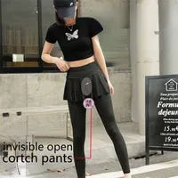 Woman Sexy Open Crotch Leggings Sport Eastic Booty Lift Crotchless