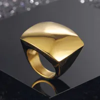 Mode guld stora ringar för kvinnor fest smycken stor kvadratisk cocktailring 316l rostfritt stål anillos mujer 210623