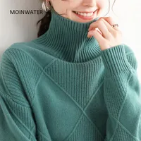 Suéteres de mujer Moinwater Mujere Turtleneck para Winter Lady Fashion Knedted Cashmere Pullover Pullover Femenino Topes cálidos Tops MS2013