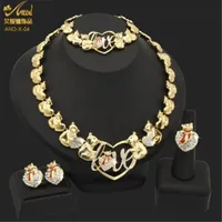 Aniid Gold Jewellery Bear xoxo Ожерелье для ювелирных изделий Nigeria для женщин свадьба Дубай африканские браслеты кольцевые серьги сплав 2021