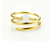 Projektant mody Double-Pierścionki Biżuteria Marka Zespół Pierścienie Klasyczne Kobiety Pierścień Do paznokci Pierścień Titanium Stal Pozłacany Never Fade Not Allergiczny US Rozmiar USA (