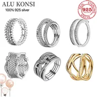 Fit Original100% 925 Sterling Silver pan ring For snake chain winding Women wedding couple rings luxury DIY Jewelry