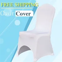 Paketi 50 veya 100 Evrensel Beyaz Streç Polyester Spandex Likra Sandalye Düğün Olay Parti Ziyafet Otel Dekorasyon için Kapakları Y200103