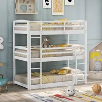 US Stock Bedroom Furniture Twin over Triple Bunk Bed,White SM000507AAK a30267y