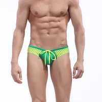 Wholesale Men&#039;s summer sexy swimwear mesh gauze patchwork mini bikini beach board swimming briefs #1014SJ