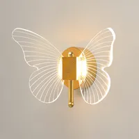 Vägglampor LED Butterfly Lampa Inomhusbelysning Lampra för hem Sovrum Bedside Living Room Decoration Bakgrund Trappa Ljus