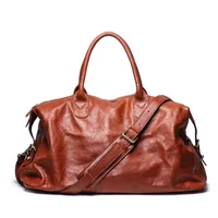 Top Quality Genuine Leather Travel Duffel Bagagem Baggage Laptop Mulheres Bolsa de Bolsa Grande Capacidade Alta de Ombro Cowhide Leahter Gym Bag XY-006