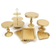 Andere bakvormen 7-delige gouden witte cake stand set ronde metalen kristal cupcake dessert tonen voetstuk bruiloft