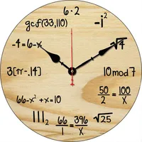 Orologi da parati Orologio per la matematica in legno di matematica ogni ora contrassegnata da un'equazione semplice unica ufficio clob decorativo