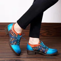 드레스 슈즈 화가 여성 Nouveau 2021 펌프 여성 레이스 업 파란 발 뒤꿈치 zapatos elegantes de mujer 정품 가죽 고무 신발 tsdfc